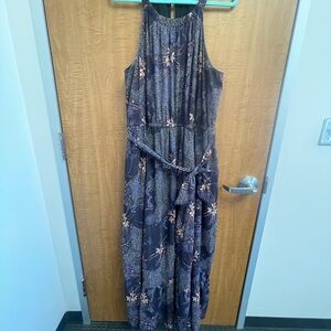 eShakti Plum Floral Maxi Dress w/pockets